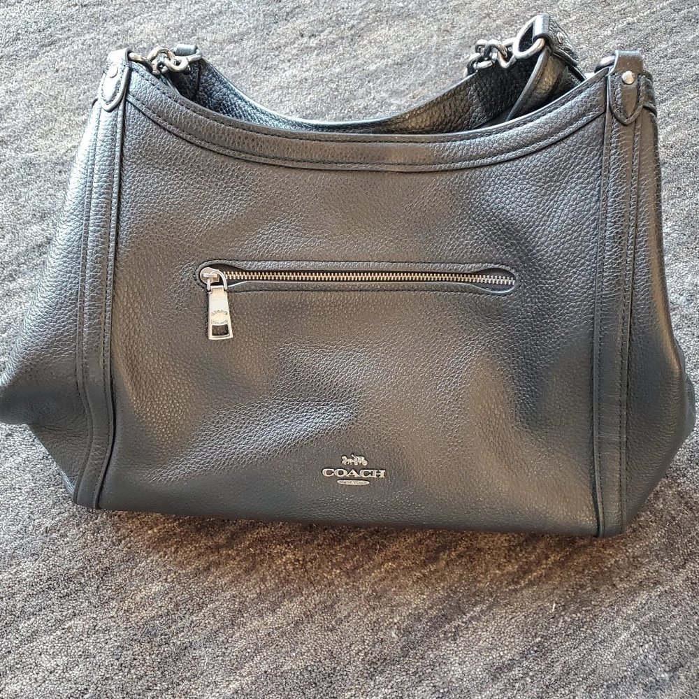 Coach Pebbled Leather Shoulder Bag in Black - Picture 4 of 4
